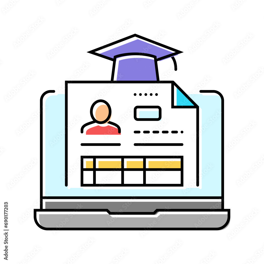 Aufkleber student profile online learning platform color icon vector. student profile online learning platform