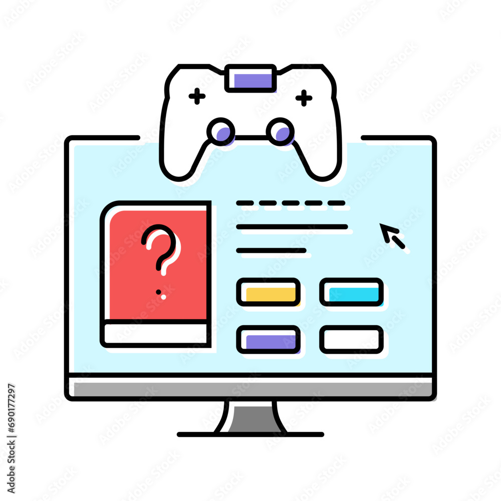 Poster gamification online learning platform color icon vector. gamification online learning platform sign.