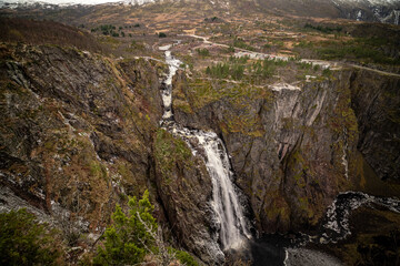 Vøringfossen waterfall from view point in norway