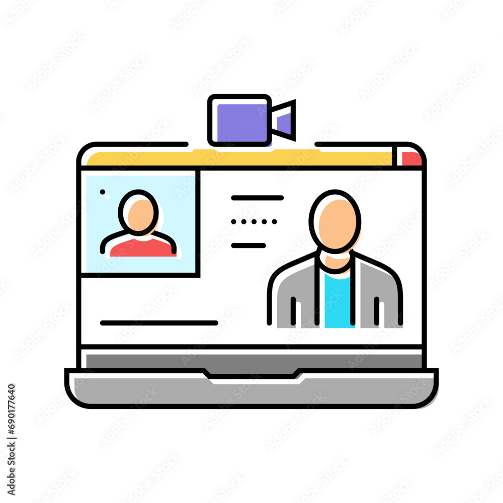 Poster webinar session online learning platform color icon vector. webinar session online learning platform