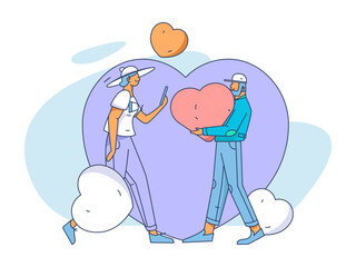 Happy Valentine's Day flat character vector concept business hand drawn illustration
