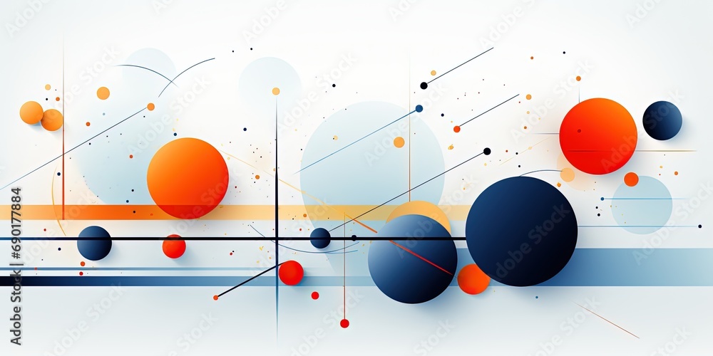 Aufkleber minimal geometric background. dynamic blue shapes composition with orange lines. abstract background