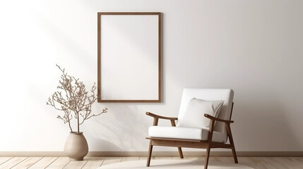 copy space, stockphoto, minimalist cozy healing living room blank frame mockup. Beautiful simple view on a couch and table. Black frame available for random text. Living room mock up.