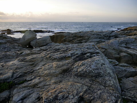 Kerroch coastline in evening light, Ploemeur, Morbihan, france