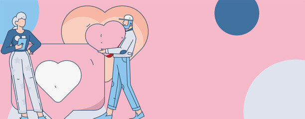 Happy Valentine's Day flat character vector concept business hand drawn illustration
