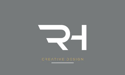 RH or HR Alphabet letters logo monogram