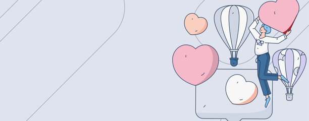 Happy Valentine's Day flat character vector concept business hand drawn illustration
