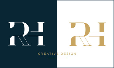 RH or HR Alphabet letters logo monogram