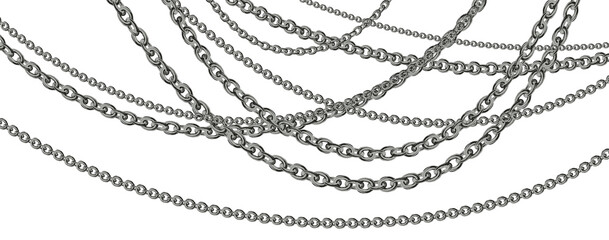 Silver necklaces Isolated on white. Silver chain illustration. Silver necklace for ads, flyers, web site, sale banners.	
