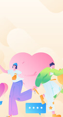 Happy Valentine's Day flat character vector concept business hand drawn illustration
