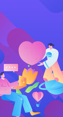 Happy Valentine's Day flat character vector concept business hand drawn illustration
