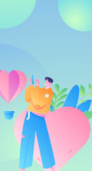 Happy Valentine's Day flat character vector concept business hand drawn illustration
