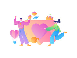 Happy Valentine's Day flat character vector concept business hand drawn illustration
