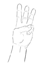 three 3 gesture simple vector draw sketch doodle man hand
