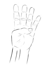 four 4 gesture simple vector draw sketch doodle man hand