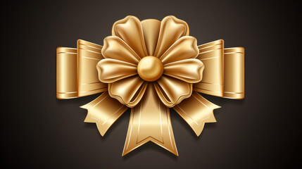 Golden badge with ribbon