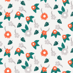 summer floral background Vector seamless. leaf pattern Seamless pattern hand-drawn with tropical leaves. floral seamless pattern with leaves The geometric pattern