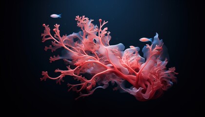 Fototapeta na wymiar A Vibrant Red Coral in Clear Waters