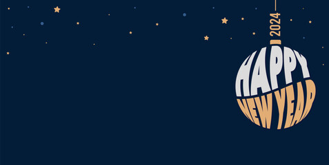 Naklejka premium happy new year 2024 card with ball