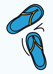 Summer element of colorful set. An inviting summer-themed artwork, bursting with vibrant colors and outlined beach flip flops, creating a cheerful atmosphere. Vector illustration.