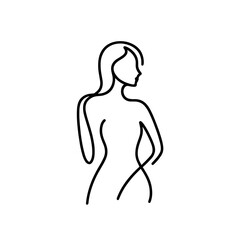 Elegant Minimalist Female Silhouette, Continuous Line Drawing, Abstract Woman's Body Shape, Modern Artistic