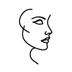 Minimalist Single-Line Female Face, Modern Abstract Portrait, Continuous Line Art, Elegant Beauty Illustration