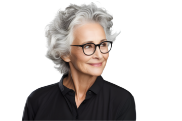 Senior woman isolated on the white background. Generative Ai.