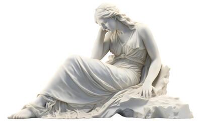 3D Ancient woman Statue, white broken stone. Greek,roman goodness style. Generative Ai.