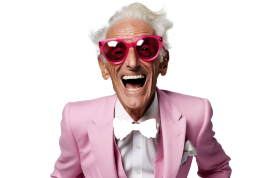 Joyful Senior Man Fashion Model Posing - Powered by Adobe