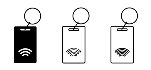 Contactless, digital door car handle key. Wireless, NFC key fob, RFID tag key. Security door knob or doorknob transmitter. Login, remote control key for automatic, electronic unlock or lock - obrazy, fototapety, plakaty