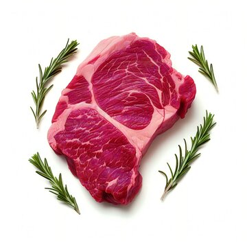 raw beef steak with rosemary