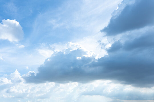 Blue Sky background and fluffy white large cloud