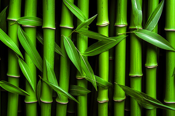 Generative AI illustration of Green and Natural Bamboo Background