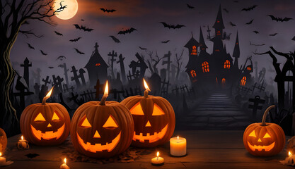 Halloween Background with Pumpkin