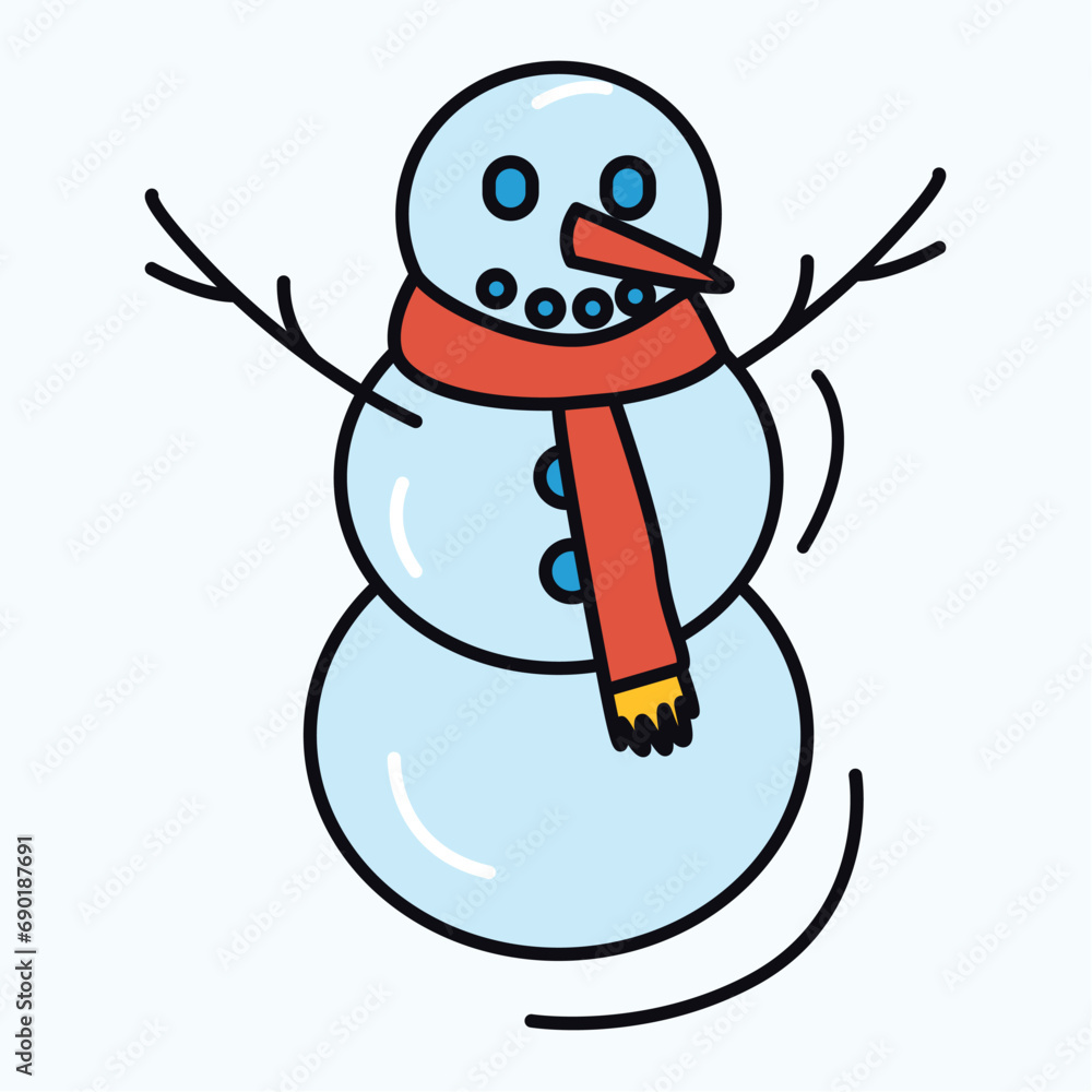 Poster winter element of colorful set. illustration with a colorful design of a funny snowman spread cheer 