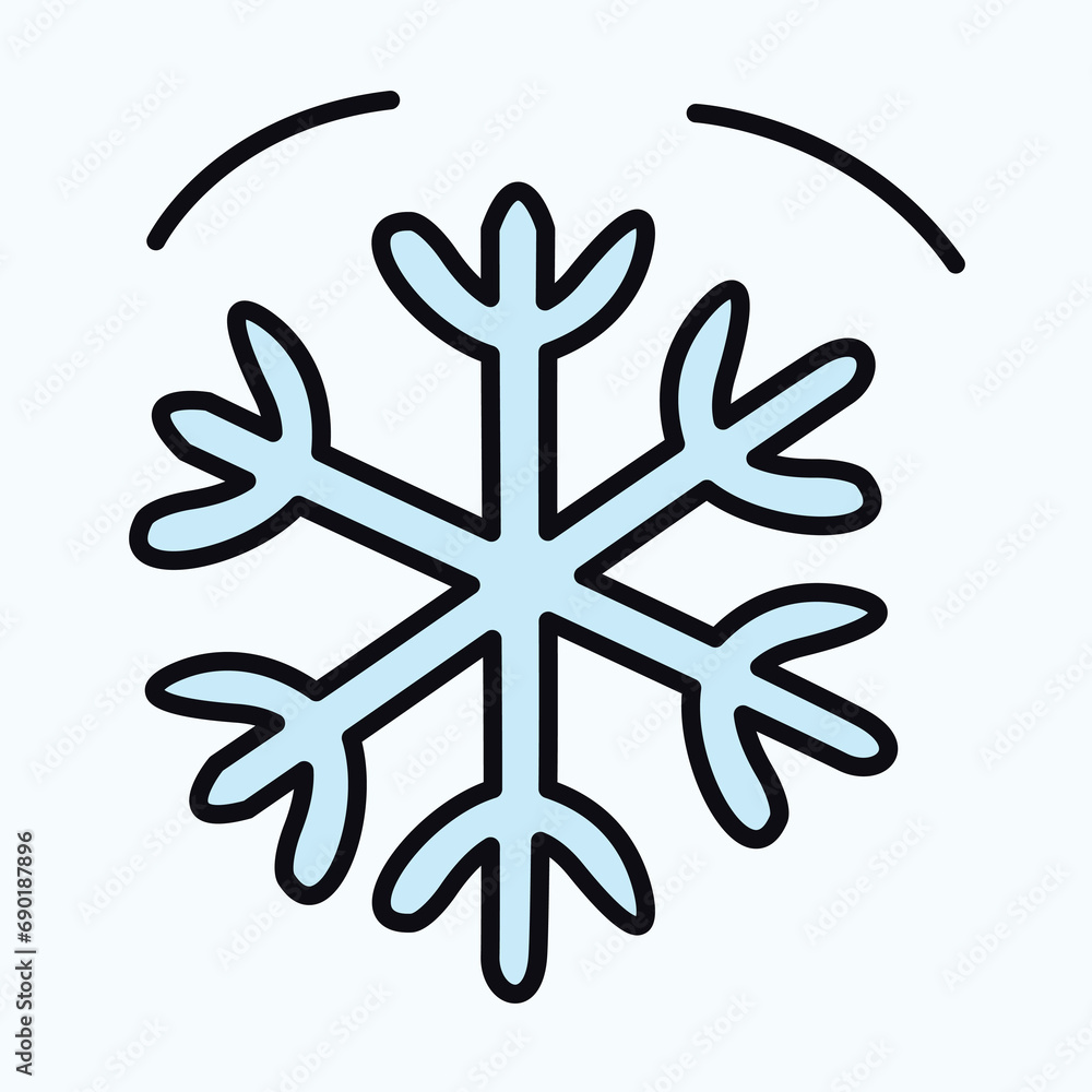 Poster winter element of colorful set. image with a colorful, outlined design of a snowflake celebrate the 