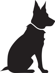 Vector black silhouette dog isolated on white background 