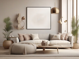 mock-up-poster-frame-in-modern-interior-background,-living-room,-Scandinavian-style,-3D-render,-3D-illustration