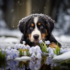 dog in snow