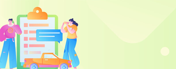 Buy insurance for car flat character vector concept operation illustration
