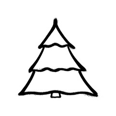 Sprayed christmas tree with overspray in black over white. Vector illustration.