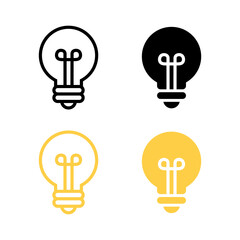 Light bulb icon set in flat style. Lamp symbol vector