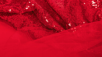 beautiful luxurious red fabric for sewing wedding and fancy dress. Tulle, silk or satin, tulle,...