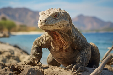 Fototapeta premium Komodo on Rock