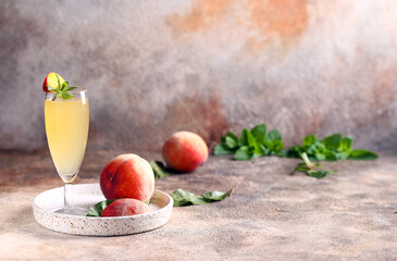 traditional drink with peaches bellini