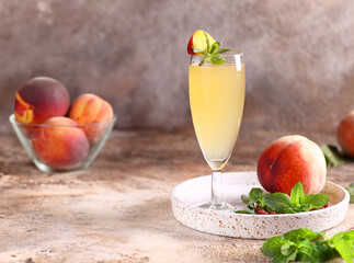traditional drink with peaches bellini