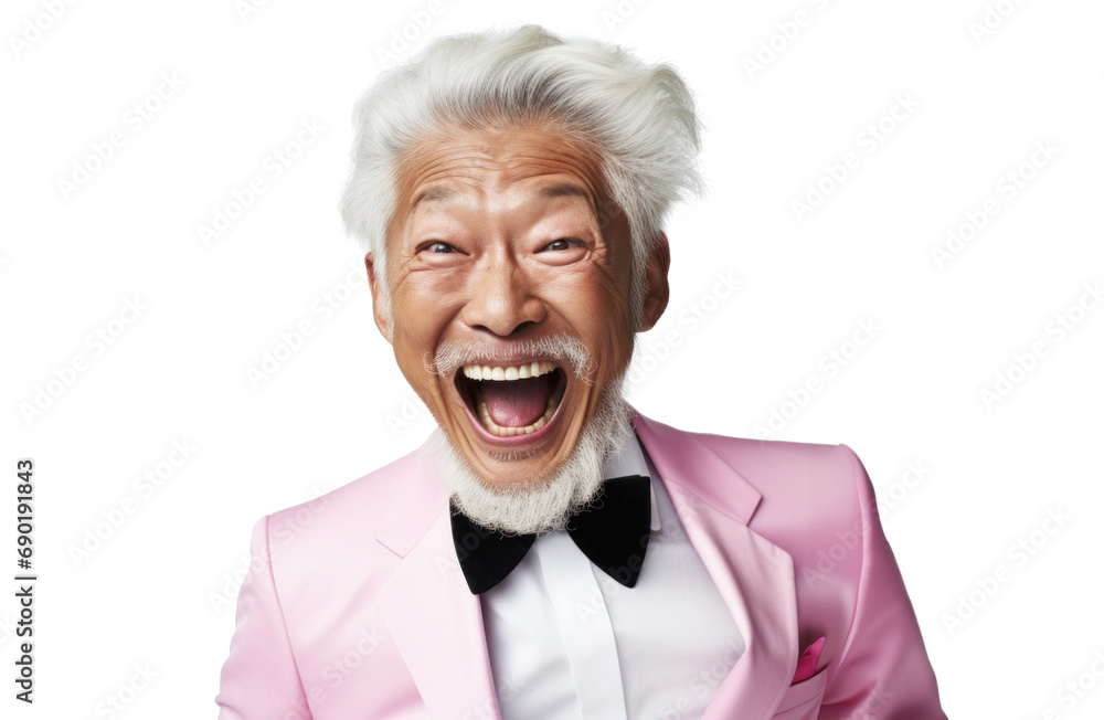 Wall mural joyful senior asian man in business attire