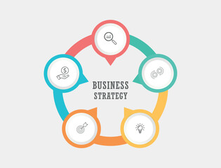 Business process. Timeline infographics with 5 steps, options. Vector template.
