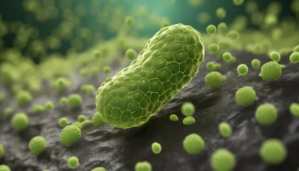 Fotobehang Bacteria in the Human Digestive System, Bacteria in Human Skin, Bacteria in the Human Immune System. Generative AI © Nian Keun