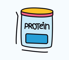 Sport element of colorful set. A sports-themed illustration with a colorful design and an outlined protein highlight the importance of nutrition in sports. Vector illustration.